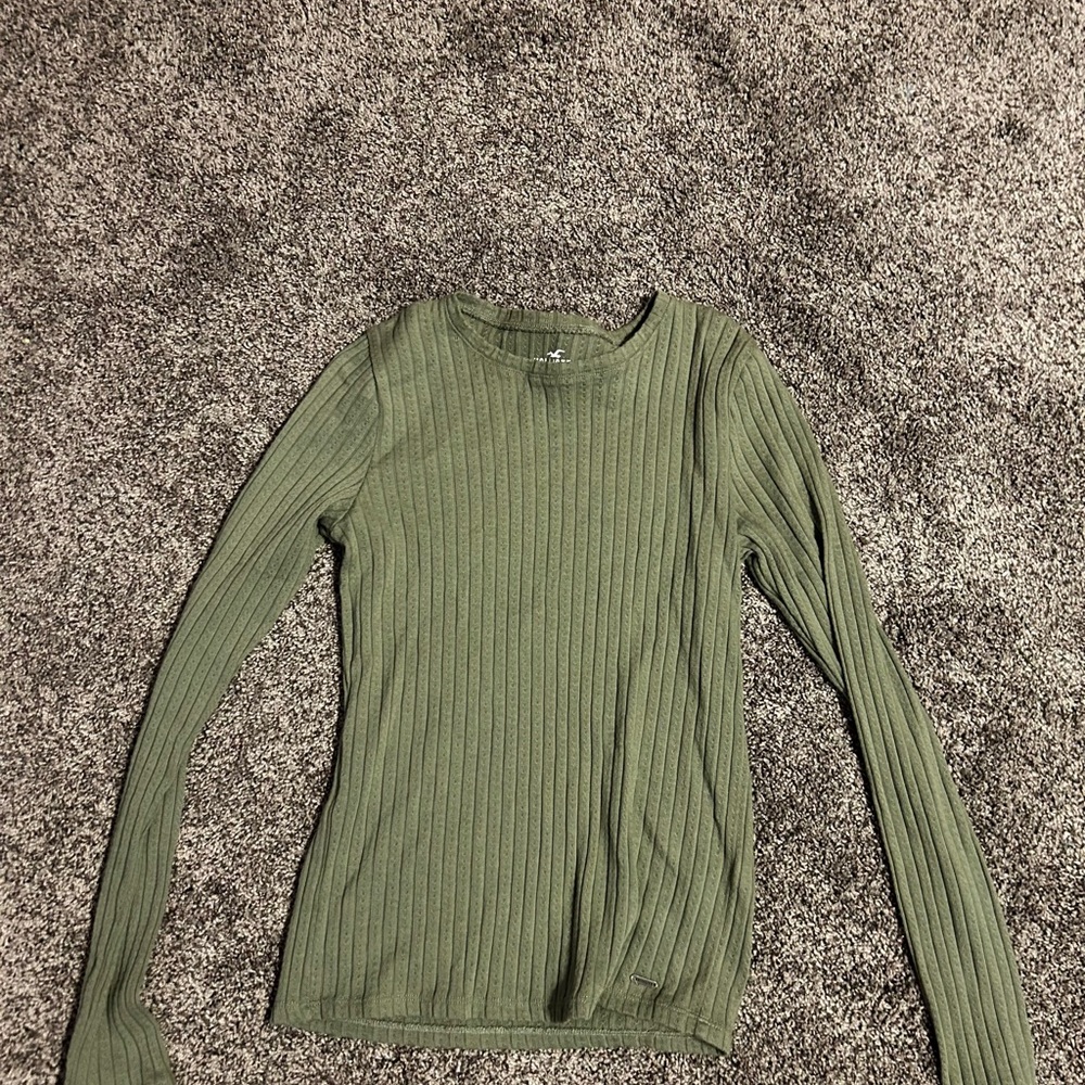 Olive Green Ribbed Women's Top